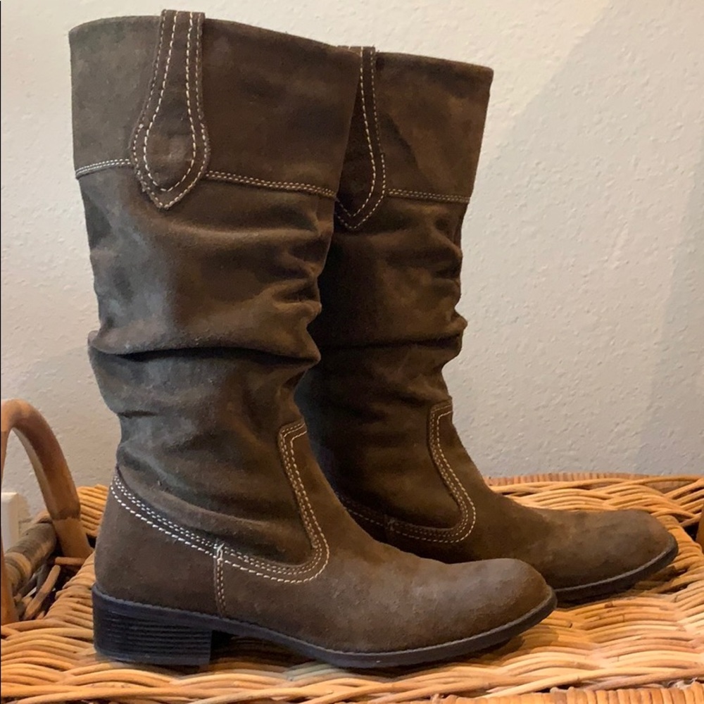 Brown suede boots